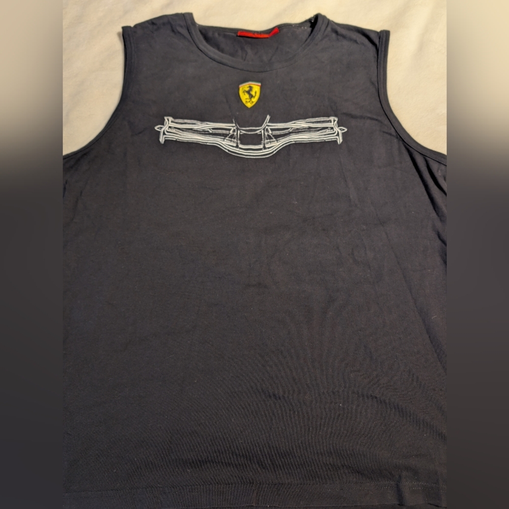 Ferrari Black Sleeveless Shirt with Emblem. Xl